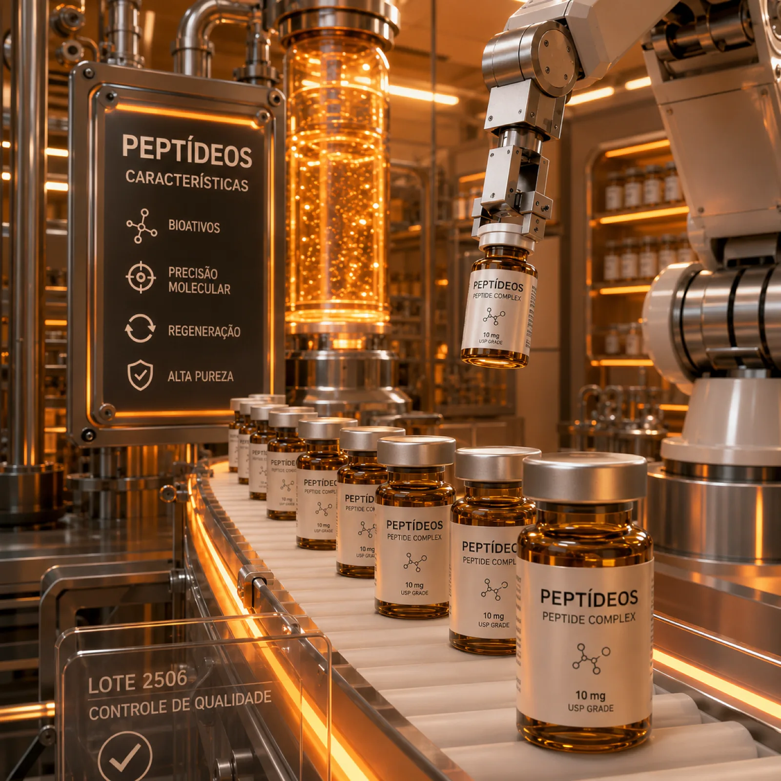Linha de produção de peptídeos